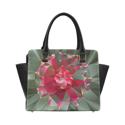 Ruby Low Poly Floral Geometric Triangles Classic Shoulder Handbag (Model 1653)
