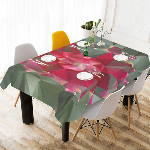 Ruby Low Poly Floral Geometric Triangles Cotton Linen Tablecloth 60"x 104"