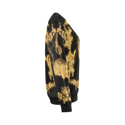 Yellow skull All Over Print Crewneck Sweatshirt for Women (Model H18)