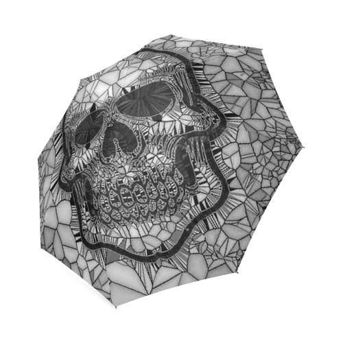 Glass Mosaic Skull, black  by JamColors Foldable Umbrella (Model U01)