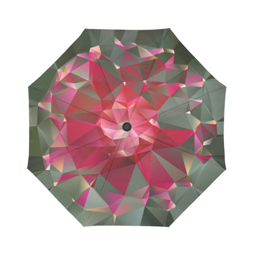Ruby Low Poly Floral Geometric Triangles Auto-Foldable Umbrella (Model U04)