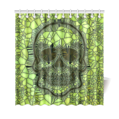 Glass Mosaic Skull,green by JamColors Shower Curtain 69"x72"