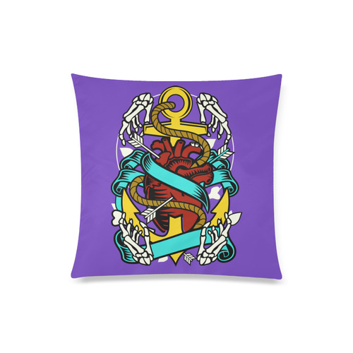 Heart And Anchor Modern Purple Custom Zippered Pillow Case 20"x20"(Twin Sides)