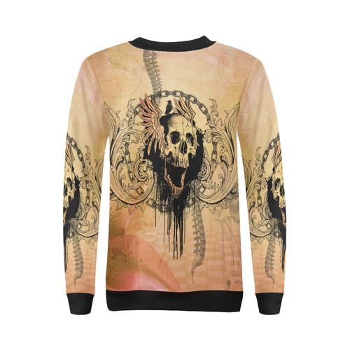 Amazing skull with wings All Over Print Crewneck Sweatshirt for Women (Model H18)