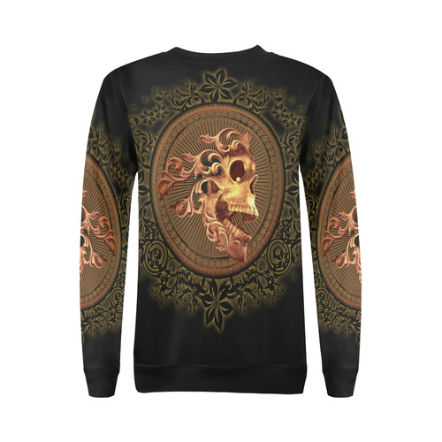 Amazing skull with floral elements All Over Print Crewneck Sweatshirt for Women (Model H18)