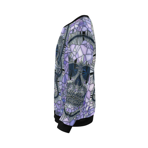 Glass Mosaic Skull, blue by JamColors All Over Print Crewneck Sweatshirt for Men/Large (Model H18)