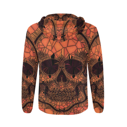 Glass Mosaic Skull,red by JamColors All Over Print Full Zip Hoodie for Men (Model H14)