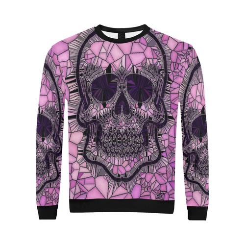 Glass Mosaic Skull,pink by JamColors All Over Print Crewneck Sweatshirt for Men/Large (Model H18)