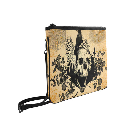 Awesome skull with crow Slim Clutch Bag (Model 1668)