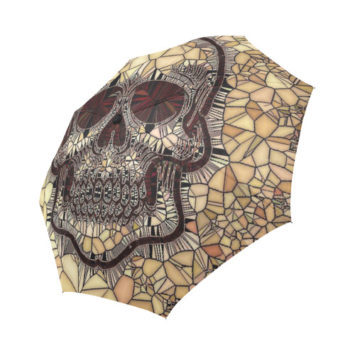 Glass Mosaic Skull,beige by JamColors Auto-Foldable Umbrella (Model U04)