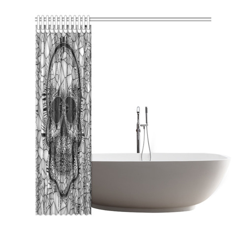 Glass Mosaic Skull, black  by JamColors Shower Curtain 66"x72"