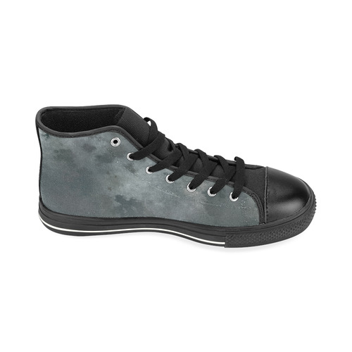 Dark grey letter vintage batik look High Top Canvas Shoes for Kid (Model 017)