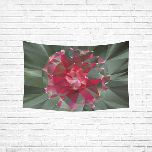 Ruby Low Poly Floral Geometric Triangles Cotton Linen Wall Tapestry 60"x 40"
