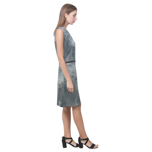 Dark grey letter vintage batik look Eos Women's Sleeveless Dress (Model D01)