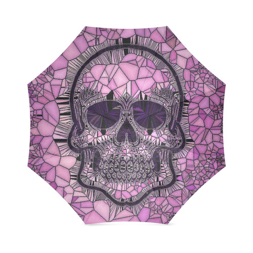 Glass Mosaic Skull,pink by JamColors Foldable Umbrella (Model U01)
