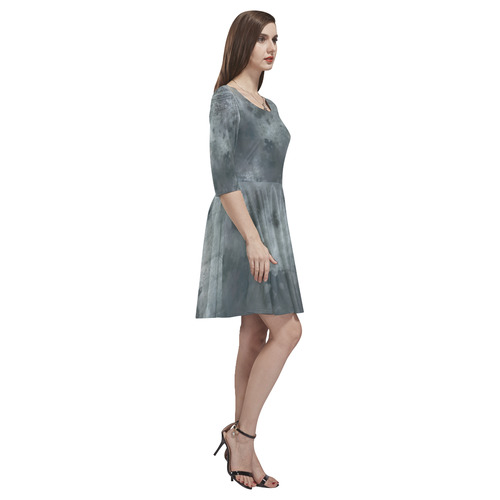 Dark grey letter vintage batik look Tethys Half-Sleeve Skater Dress(Model D20)