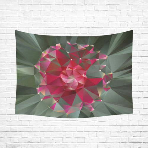 Ruby Low Poly Floral Geometric Triangles Cotton Linen Wall Tapestry 80"x 60"