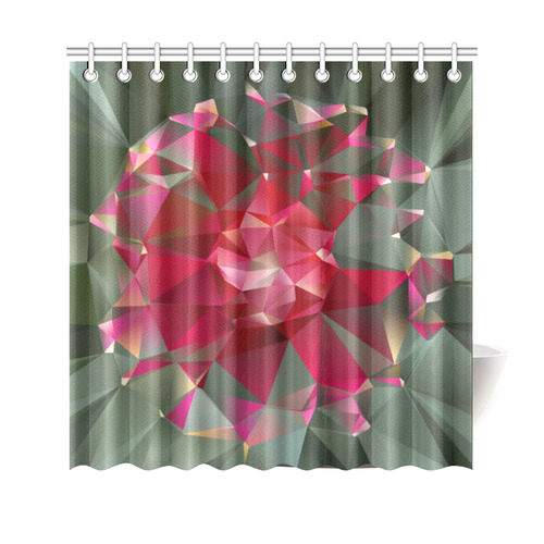 Ruby Low Poly Floral Geometric Triangles Shower Curtain 69"x70"