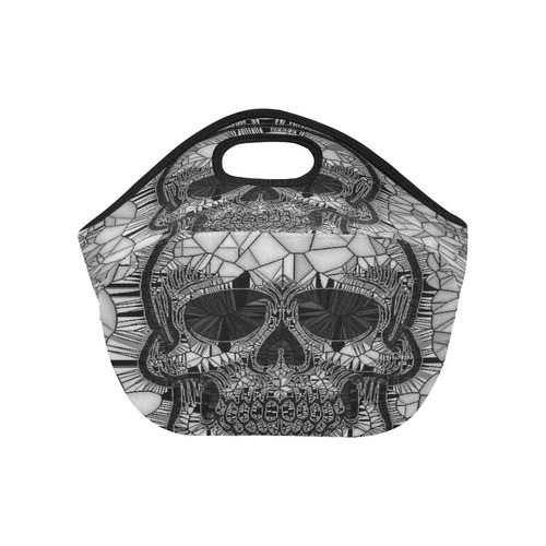 Glass Mosaic Skull, black  by JamColors Neoprene Lunch Bag/Small (Model 1669)