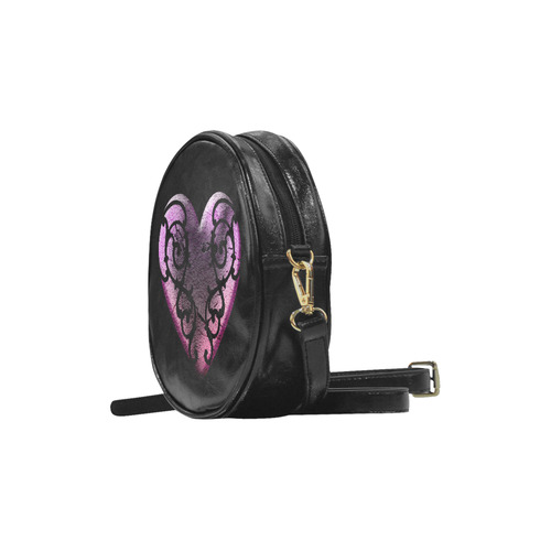 Flilgree Pink Goth Heart Round Sling Bag (Model 1647)