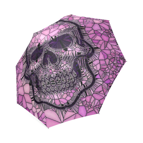 Glass Mosaic Skull,pink by JamColors Foldable Umbrella (Model U01)