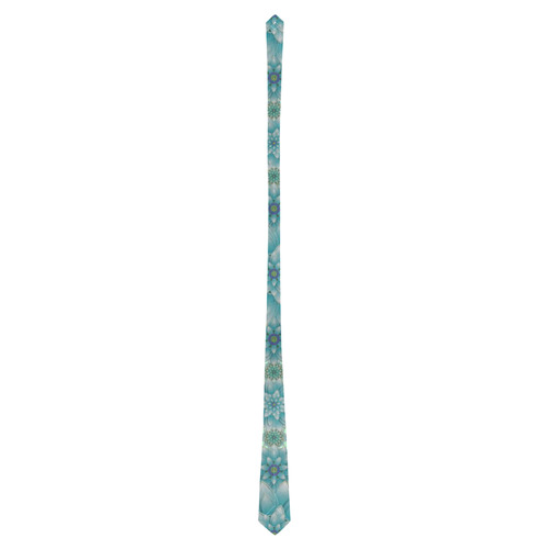 Happiness Turquoise Lotus pattern Classic Necktie (Two Sides)