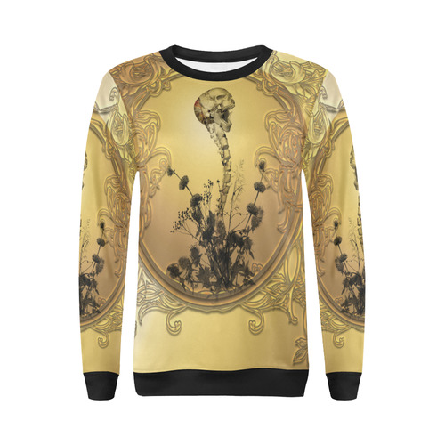 Awesome golden skull All Over Print Crewneck Sweatshirt for Women (Model H18)