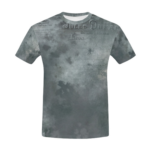 Dark grey letter vintage batik look All Over Print T-Shirt for Men (USA Size) (Model T40)