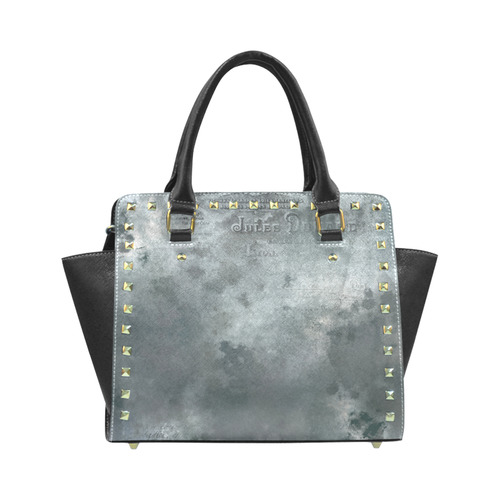 Dark grey letter vintage batik look Rivet Shoulder Handbag (Model 1645)