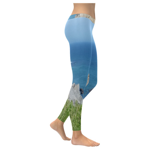 Block Island Bluffs - Block Island, Rhode Island Women's Low Rise Leggings (Invisible Stitch) (Model L05)