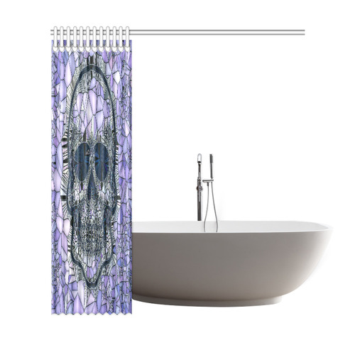 Glass Mosaic Skull, blue by JamColors Shower Curtain 69"x72"