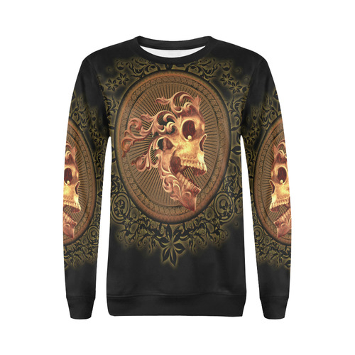 Amazing skull with floral elements All Over Print Crewneck Sweatshirt for Women (Model H18)