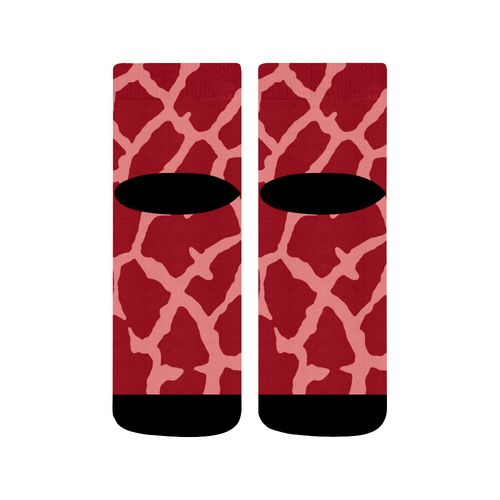 Red Giraffe Print Quarter Socks