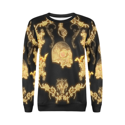 Yellow skull All Over Print Crewneck Sweatshirt for Women (Model H18)