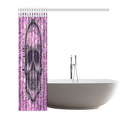 Glass Mosaic Skull,pink by JamColors Shower Curtain 72"x72"