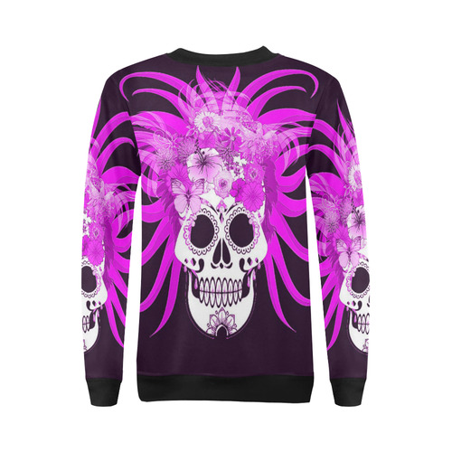 hippie skull,pink All Over Print Crewneck Sweatshirt for Women (Model H18)