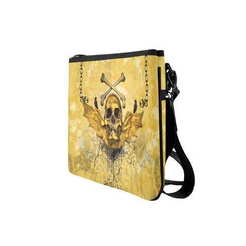 Awesome skull in golden colors Slim Clutch Bag (Model 1668)