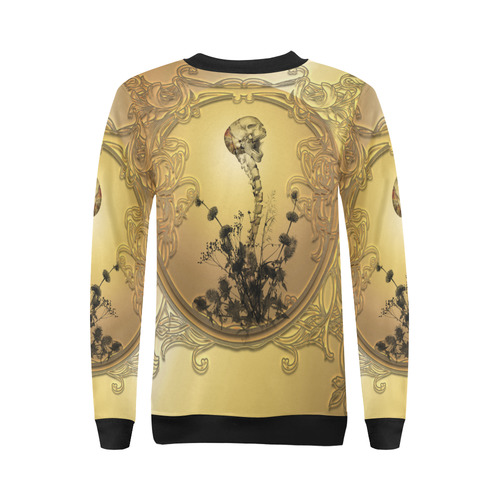 Awesome golden skull All Over Print Crewneck Sweatshirt for Women (Model H18)
