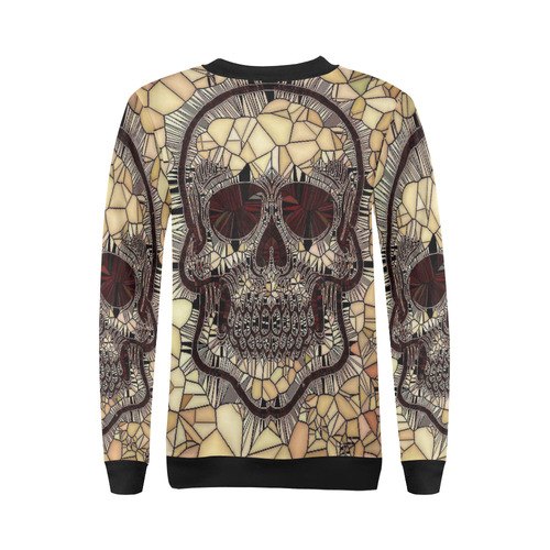 Glass Mosaic Skull,beige by JamColors All Over Print Crewneck Sweatshirt for Women (Model H18)