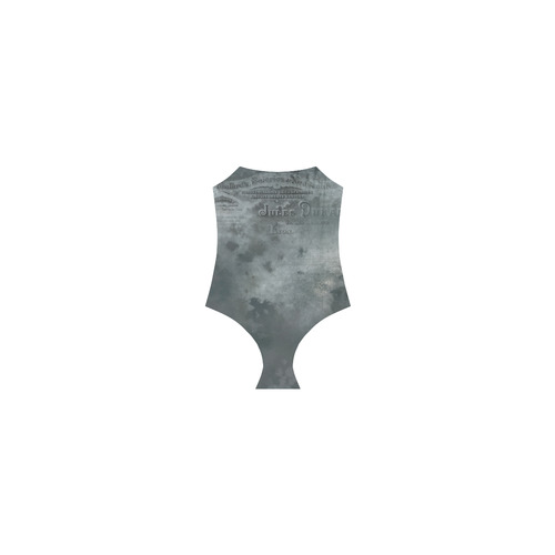 Dark grey letter vintage batik look Strap Swimsuit ( Model S05)