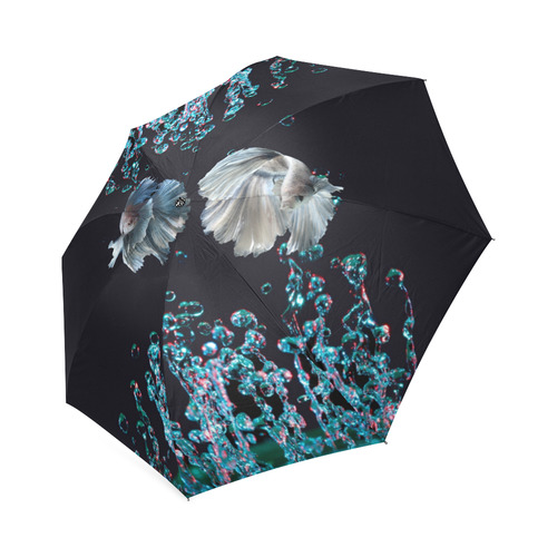 Blue Siamese Fighting Fish with Blue Bubbles Foldable Umbrella (Model U01)