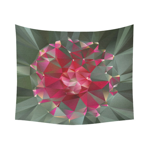 Ruby Low Poly Floral Geometric Triangles Cotton Linen Wall Tapestry 60"x 51"