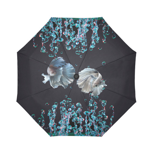Blue Siamese Fighting Fish with Blue Bubbles Auto-Foldable Umbrella (Model U04)