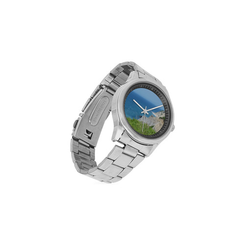 Block Island Bluffs - Block Island, Rhode Island Men's Stainless Steel Watch(Model 104)