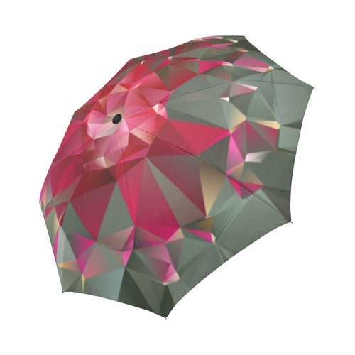 Ruby Low Poly Floral Geometric Triangles Auto-Foldable Umbrella (Model U04)