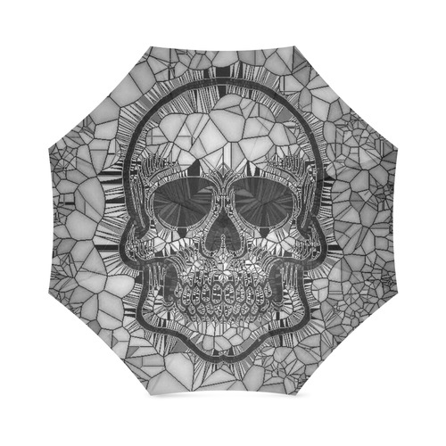 Glass Mosaic Skull, black  by JamColors Foldable Umbrella (Model U01)