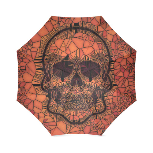 Glass Mosaic Skull,red by JamColors Foldable Umbrella (Model U01)