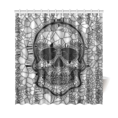 Glass Mosaic Skull, black  by JamColors Shower Curtain 69"x72"