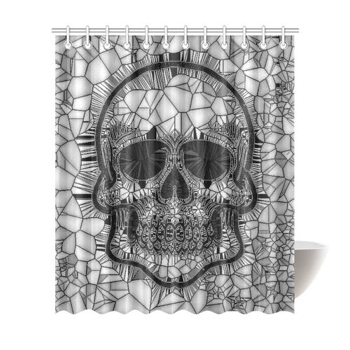 Glass Mosaic Skull, black  by JamColors Shower Curtain 72"x84"