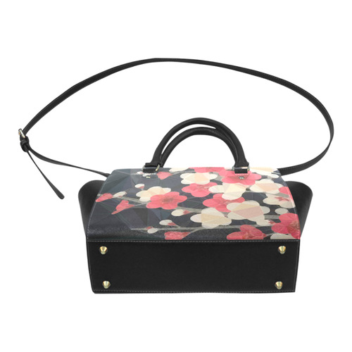 Pink Sakura Japanese Floral Low Poly Geometric Classic Shoulder Handbag (Model 1653)